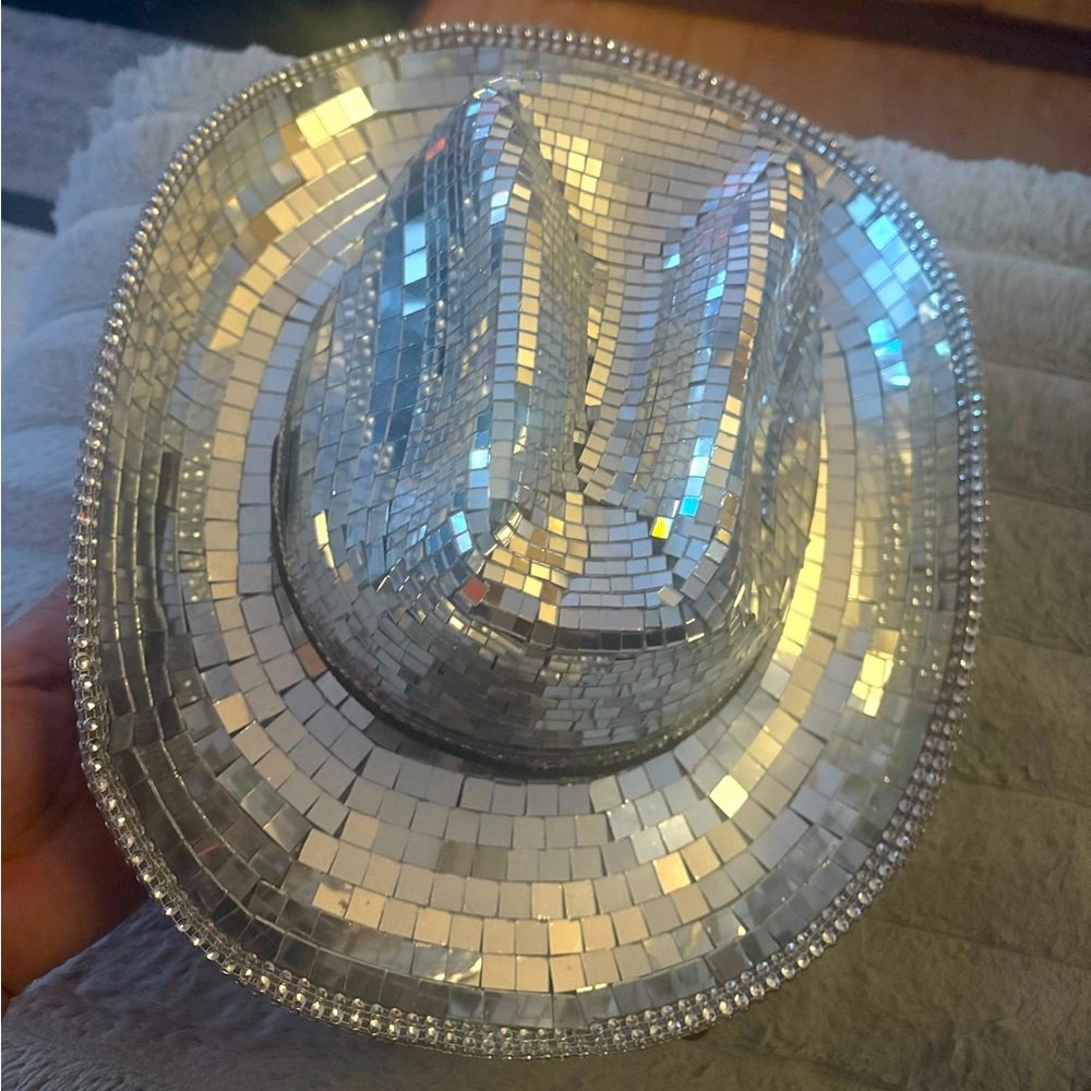 Beautiful hand made Disco Ball Cowboy Hat, Mirrored Ball Sparkly Glitter